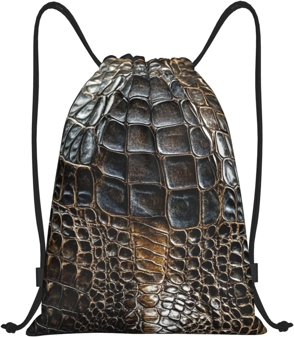 Drawstring Backpack Alligator Skin String Bag Sackpack Foldable Backpack Sports Gym Bag for Shopping Yoga