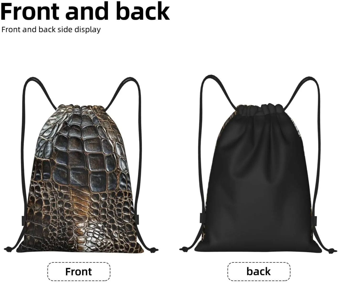 Drawstring Backpack Alligator Skin String Bag Sackpack Foldable Backpack Sports Gym Bag for Shopping Yoga