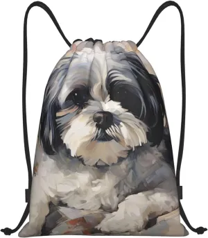 Drawstring Backpack Bags Waterproof String Bag Shih Tzu Sports Gym Sackpack Lightweight Cinch Sack