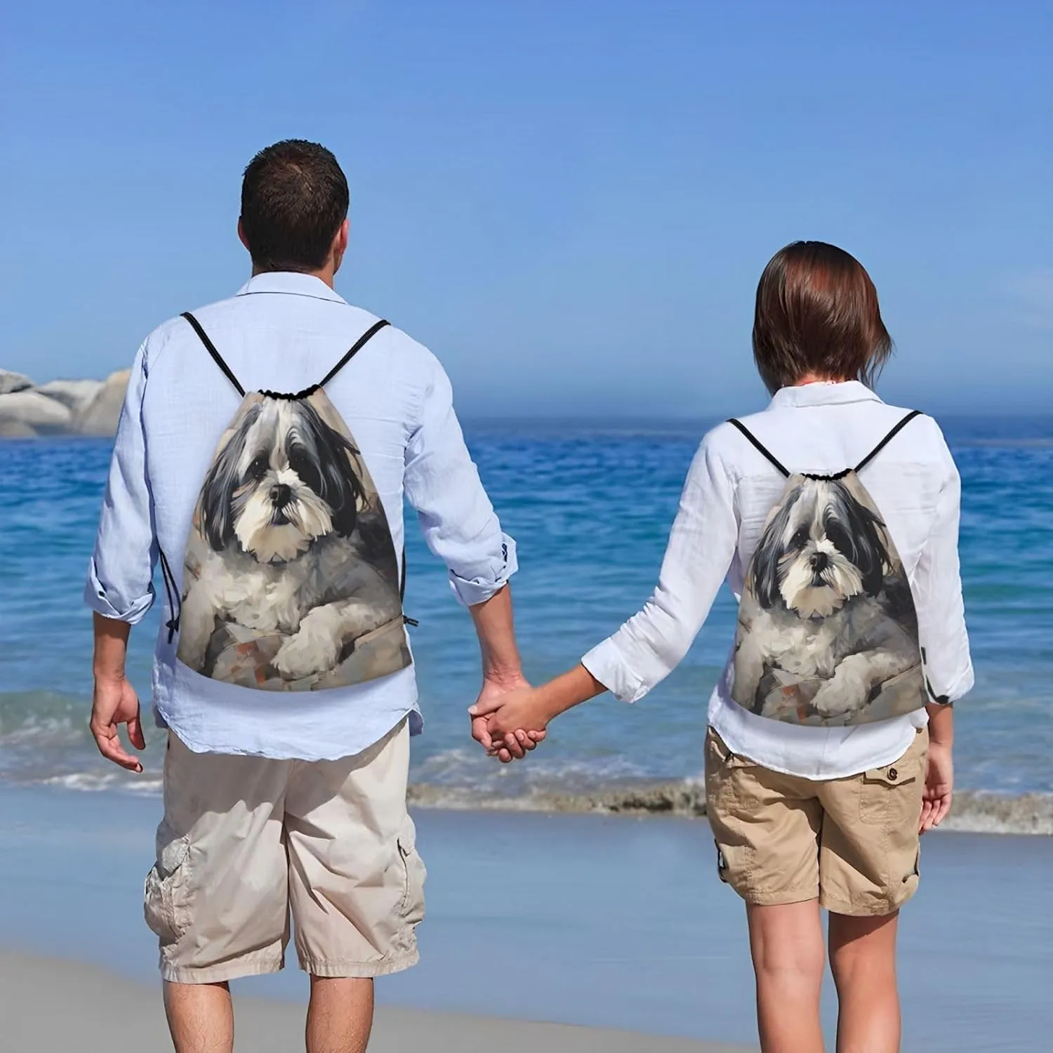 Drawstring Backpack Bags Waterproof String Bag Shih Tzu Sports Gym Sackpack Lightweight Cinch Sack