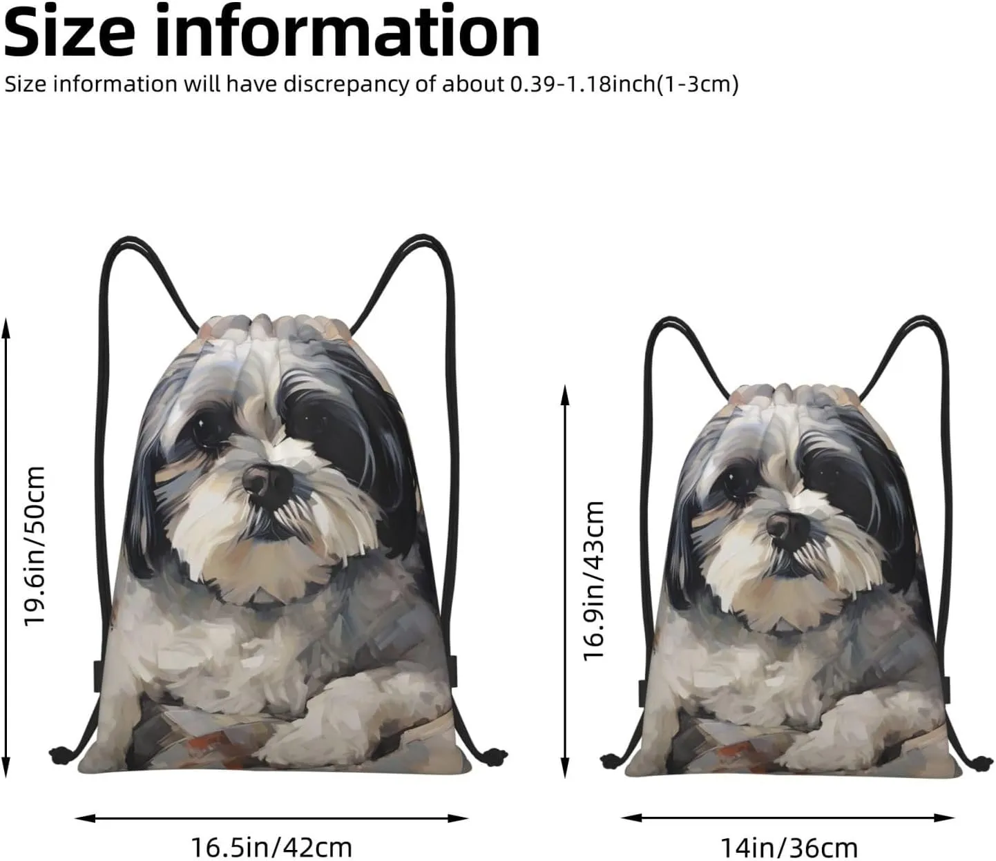 Drawstring Backpack Bags Waterproof String Bag Shih Tzu Sports Gym Sackpack Lightweight Cinch Sack