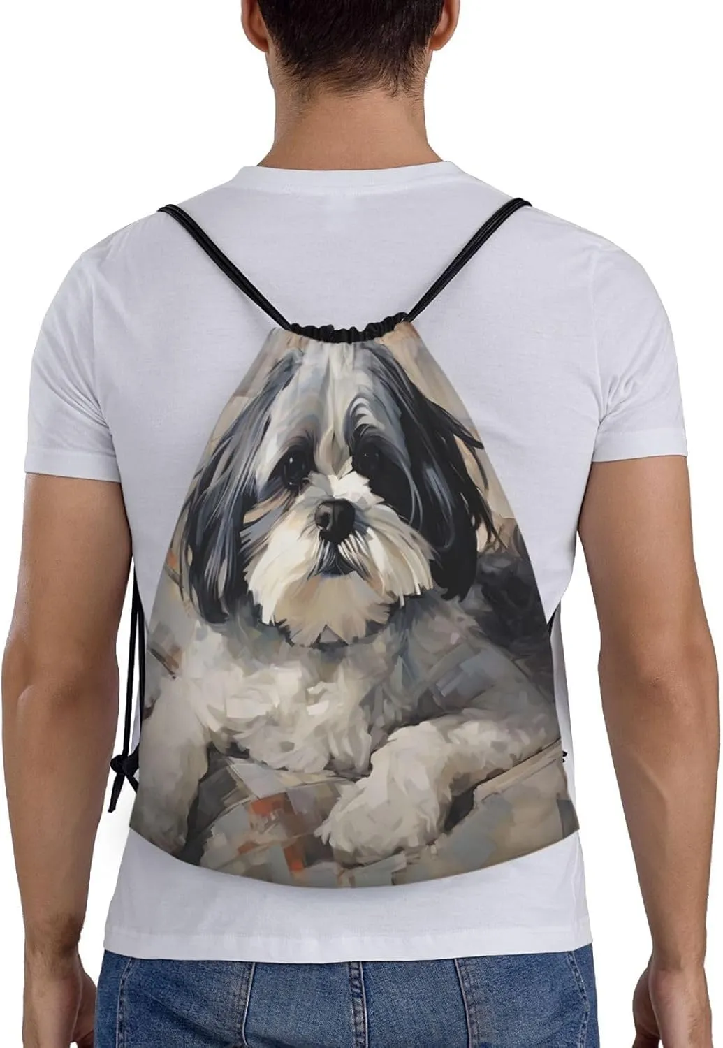 Drawstring Backpack Bags Waterproof String Bag Shih Tzu Sports Gym Sackpack Lightweight Cinch Sack