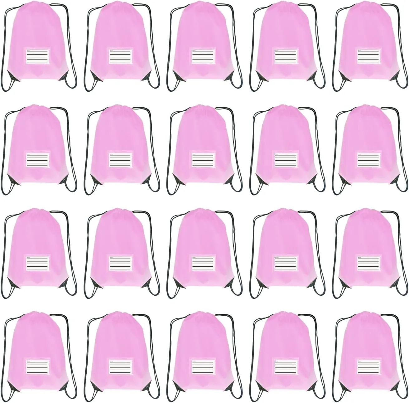 Drawstring Backpack Bulk 20 Packs Draw String Bags for Gym Sports Trip Pedestrianism Cinch Sack DIY for Women Men with Memo Card (pink)