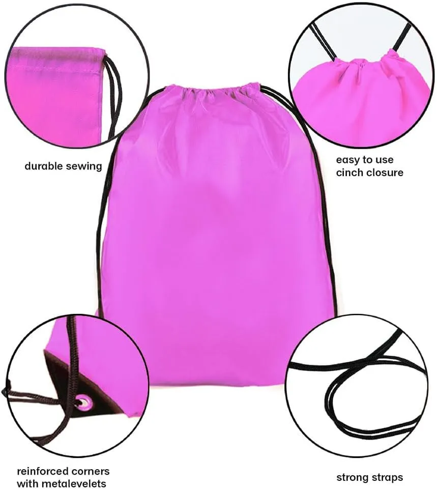 Drawstring Backpack Bulk 20 Packs Draw String Bags for Gym Sports Trip Pedestrianism Cinch Sack DIY for Women Men with Memo Card (pink)