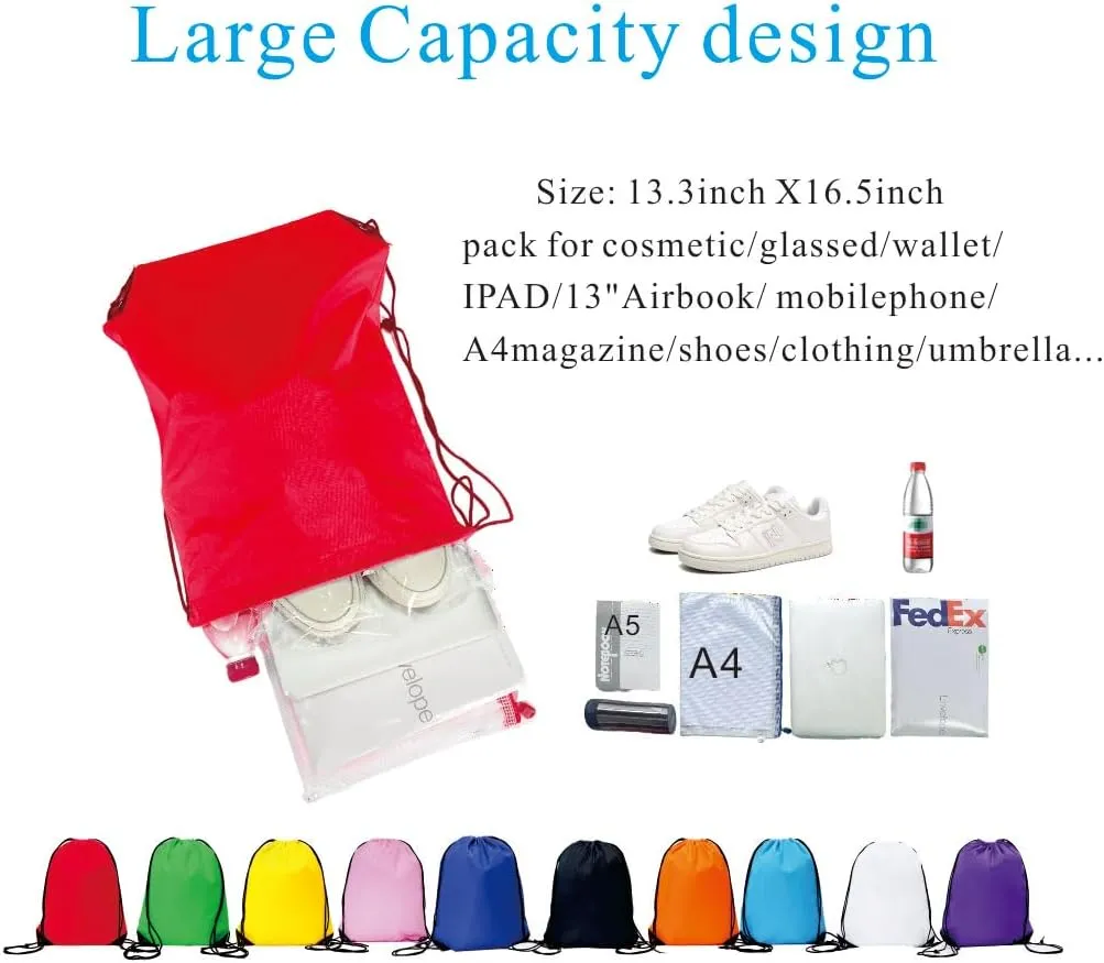Drawstring Backpack Bulk 20 Packs Draw String Bags for Gym Sports Trip Pedestrianism Cinch Sack DIY for Women Men with Memo Card (pink)