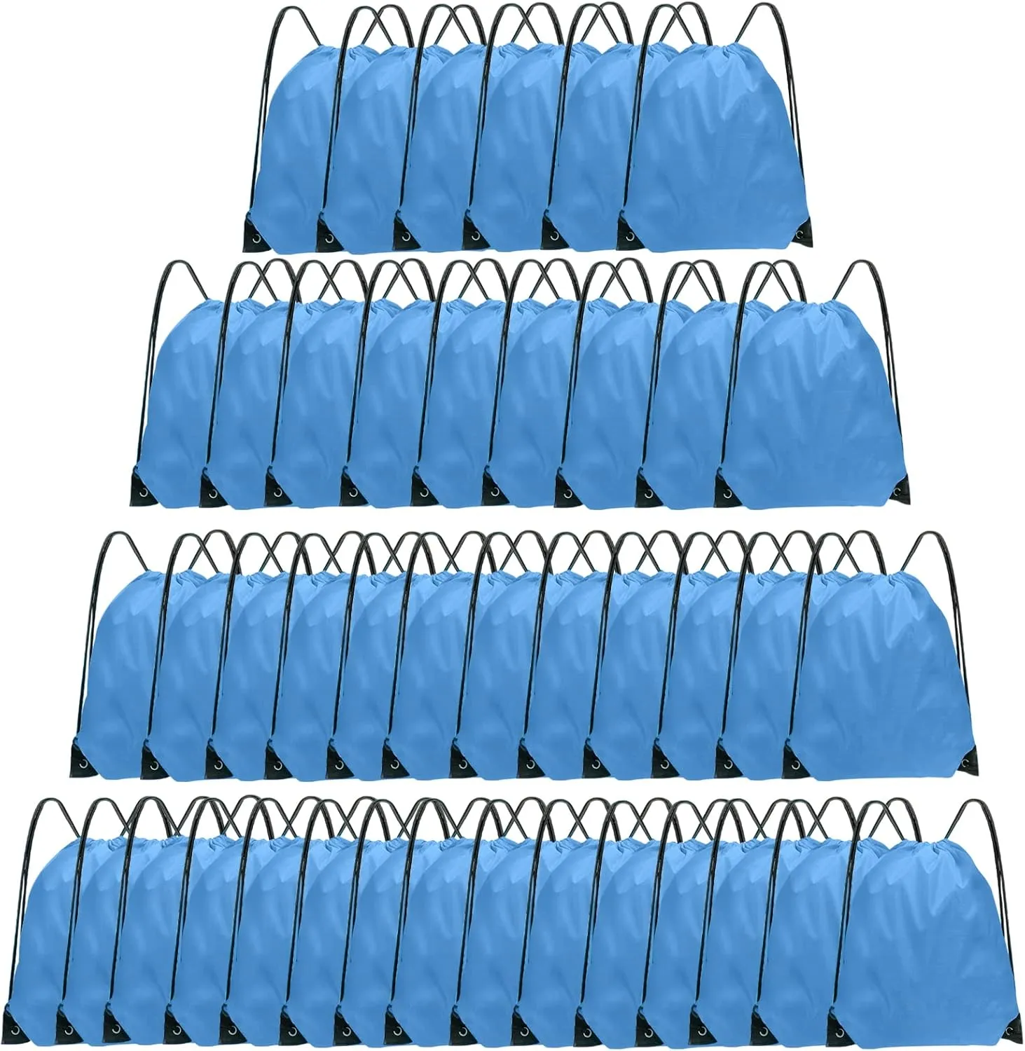 Drawstring Backpack Bulk 42 Pcs String Backpack Drawstring Bags Cinch Bag Sackpack for Men Women Gym (Sky Blue)
