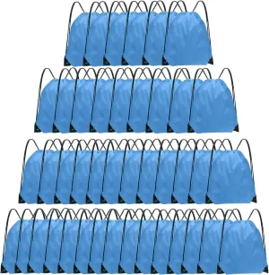 Drawstring Backpack Bulk 42 Pcs String Backpack Drawstring Bags Cinch Bag Sackpack for Men Women Gym (Sky Blue)