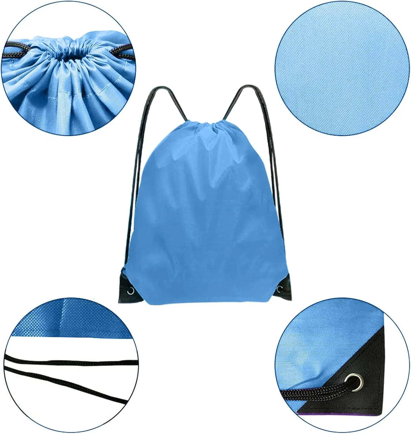 Drawstring Backpack Bulk 42 Pcs String Backpack Drawstring Bags Cinch Bag Sackpack for Men Women Gym (Sky Blue)