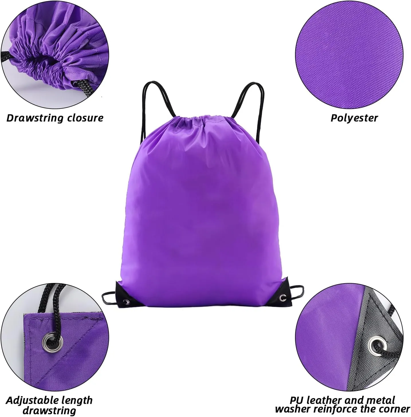 drawstring backpack, Drawstring Bags Bulk,10 Pcs Draw String Bags, Cinch Bag,essential for gym travel, unisex, loose and portable(10, Purple)