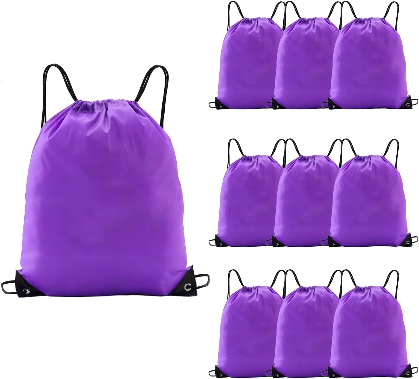 drawstring backpack, Drawstring Bags Bulk,10 Pcs Draw String Bags, Cinch Bag,essential for gym travel, unisex, loose and portable(10, Purple)