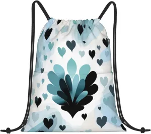 Drawstring Backpack Gym Bag Cinch Bag Draw String Back Bag Heart Pattern Drawstring Bags for Travel
