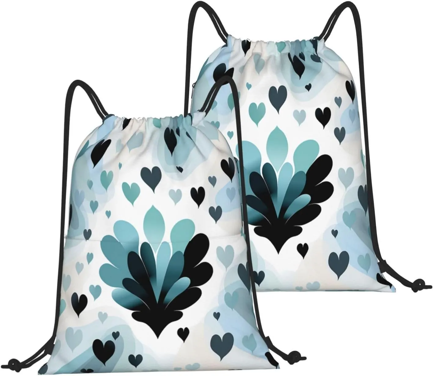 Drawstring Backpack Gym Bag Cinch Bag Draw String Back Bag Heart Pattern Drawstring Bags for Travel