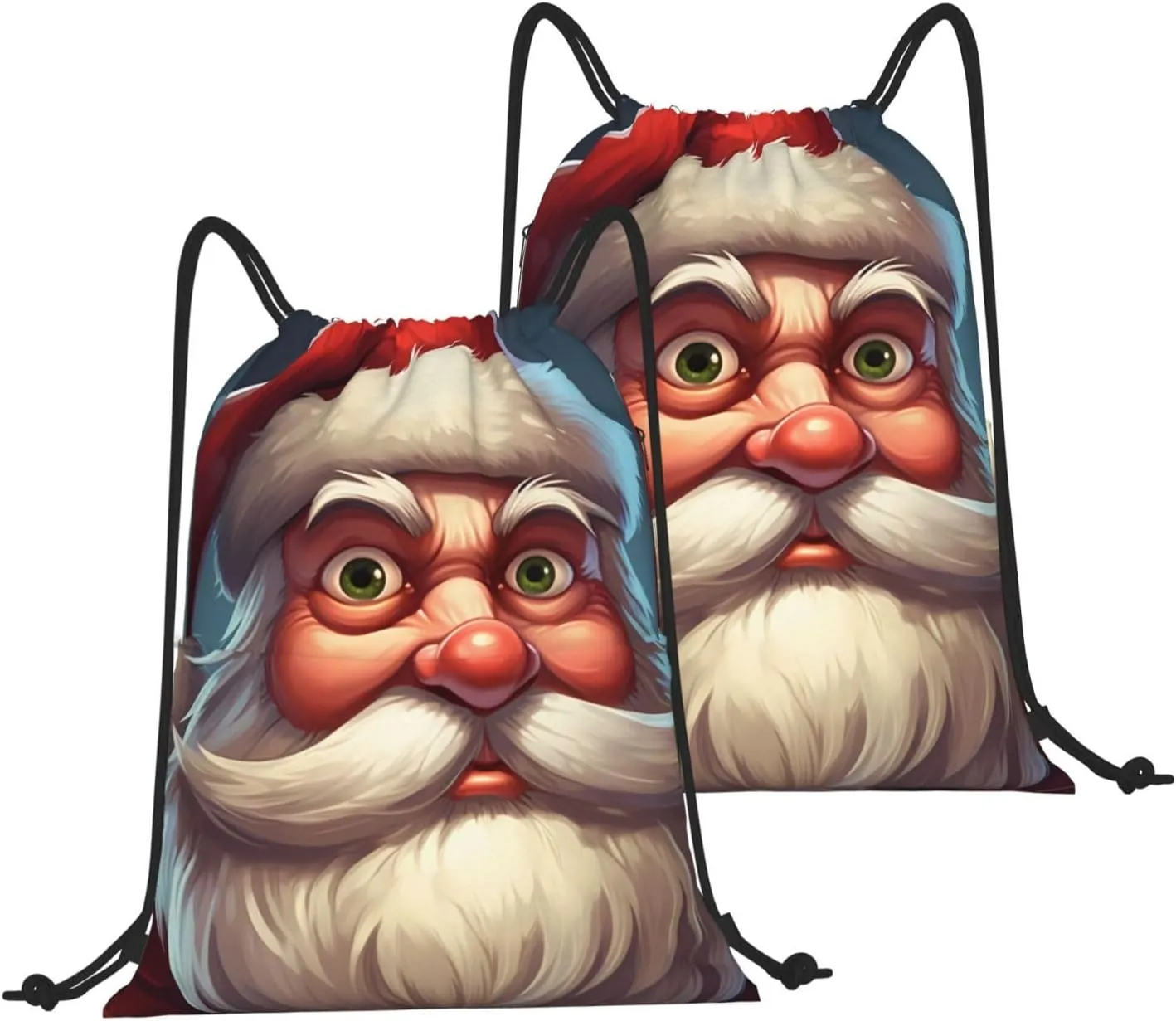 Drawstring Backpack Gym Bag Cinch Bag Draw String Back Bag Staring Santa Claus Drawstring Bags for Travel