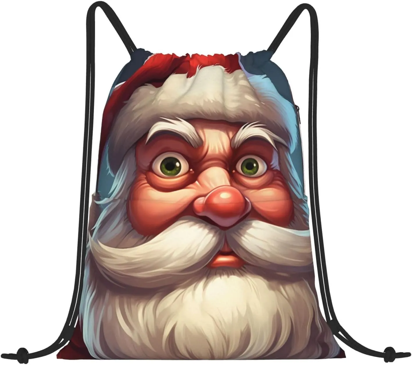 Drawstring Backpack Gym Bag Cinch Bag Draw String Back Bag Staring Santa Claus Drawstring Bags for Travel
