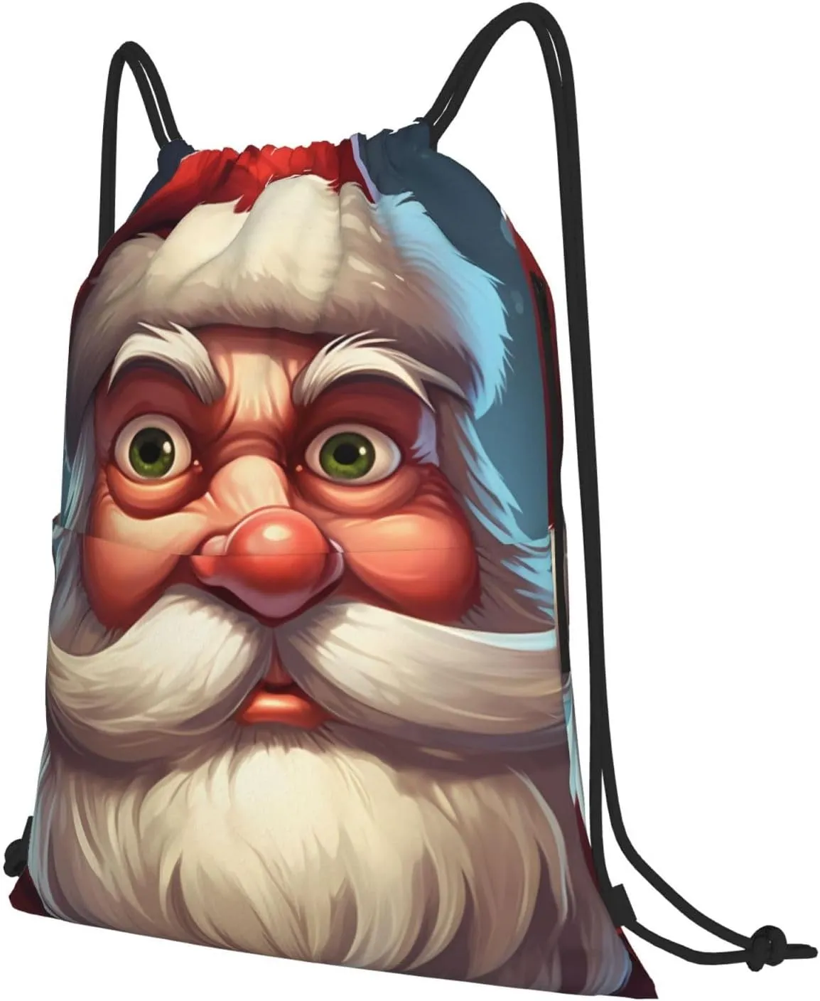 Drawstring Backpack Gym Bag Cinch Bag Draw String Back Bag Staring Santa Claus Drawstring Bags for Travel