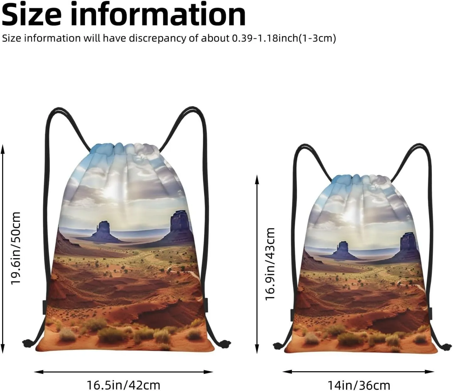 Drawstring Backpack Gym Bag Cinch Bag Foldable Draw String Back Bag Landscape of Monument Valley Drawstring Bags for Travel