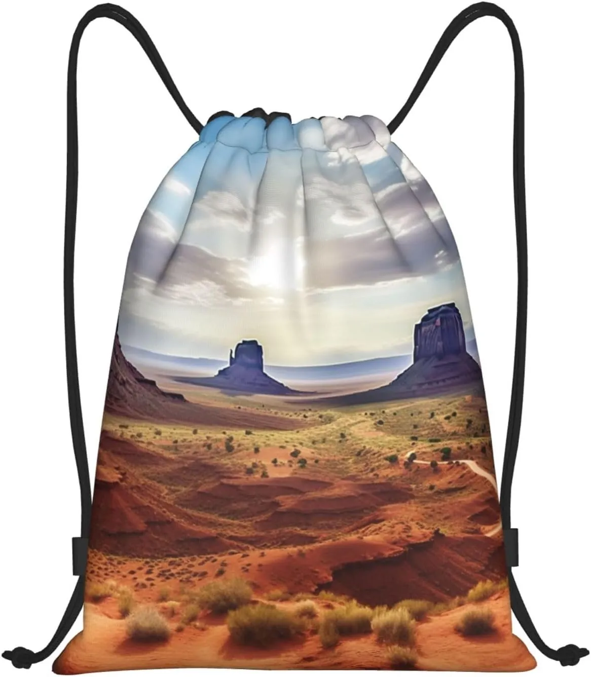 Drawstring Backpack Gym Bag Cinch Bag Foldable Draw String Back Bag Landscape of Monument Valley Drawstring Bags for Travel