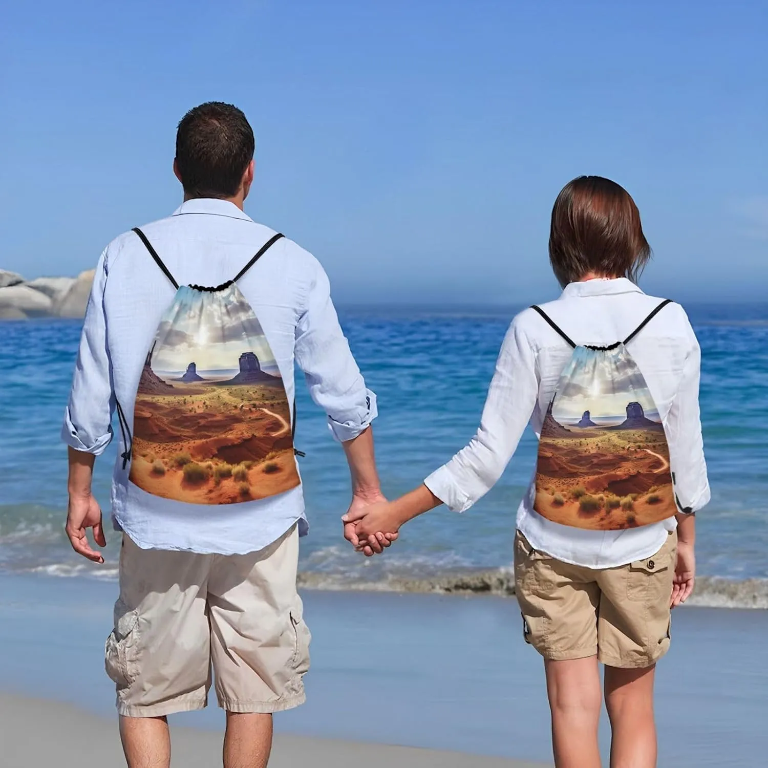 Drawstring Backpack Gym Bag Cinch Bag Foldable Draw String Back Bag Landscape of Monument Valley Drawstring Bags for Travel