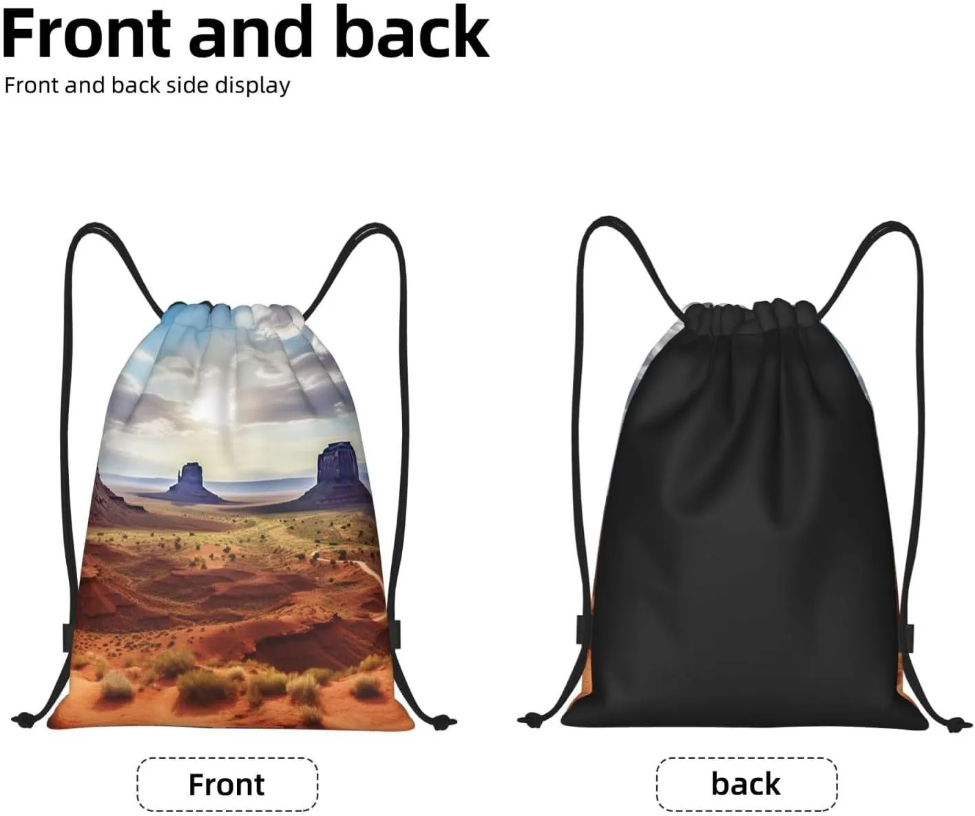 Drawstring Backpack Gym Bag Cinch Bag Foldable Draw String Back Bag Landscape of Monument Valley Drawstring Bags for Travel