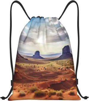 Drawstring Backpack Gym Bag Cinch Bag Foldable Draw String Back Bag Landscape of Monument Valley Drawstring Bags for Travel