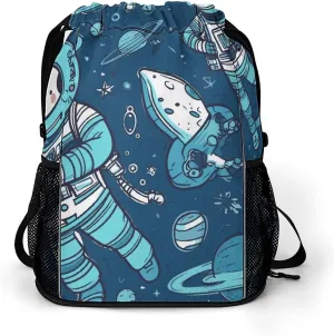 Drawstring Backpack Soar Into Space Printed Drawstring Bags Dry And Wet Separation Gym Sack for Sports And Yoga