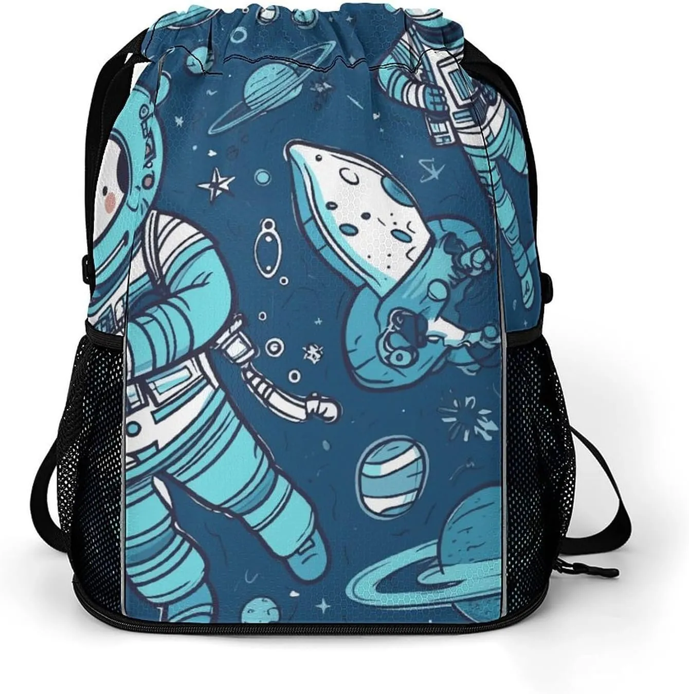 Drawstring Backpack Soar Into Space Printed Drawstring Bags Dry And Wet Separation Gym Sack for Sports And Yoga