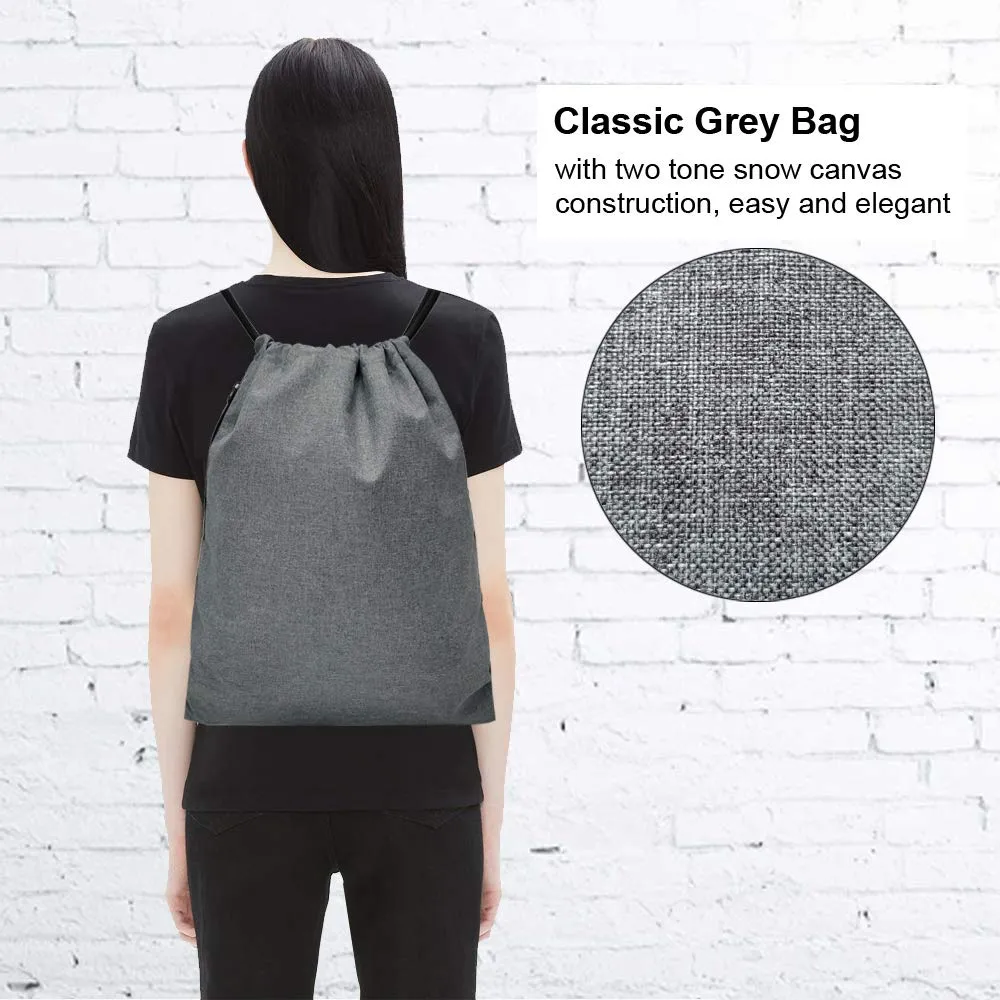 Drawstring Backpack Sports Gym Bag Side Zipper Pocket