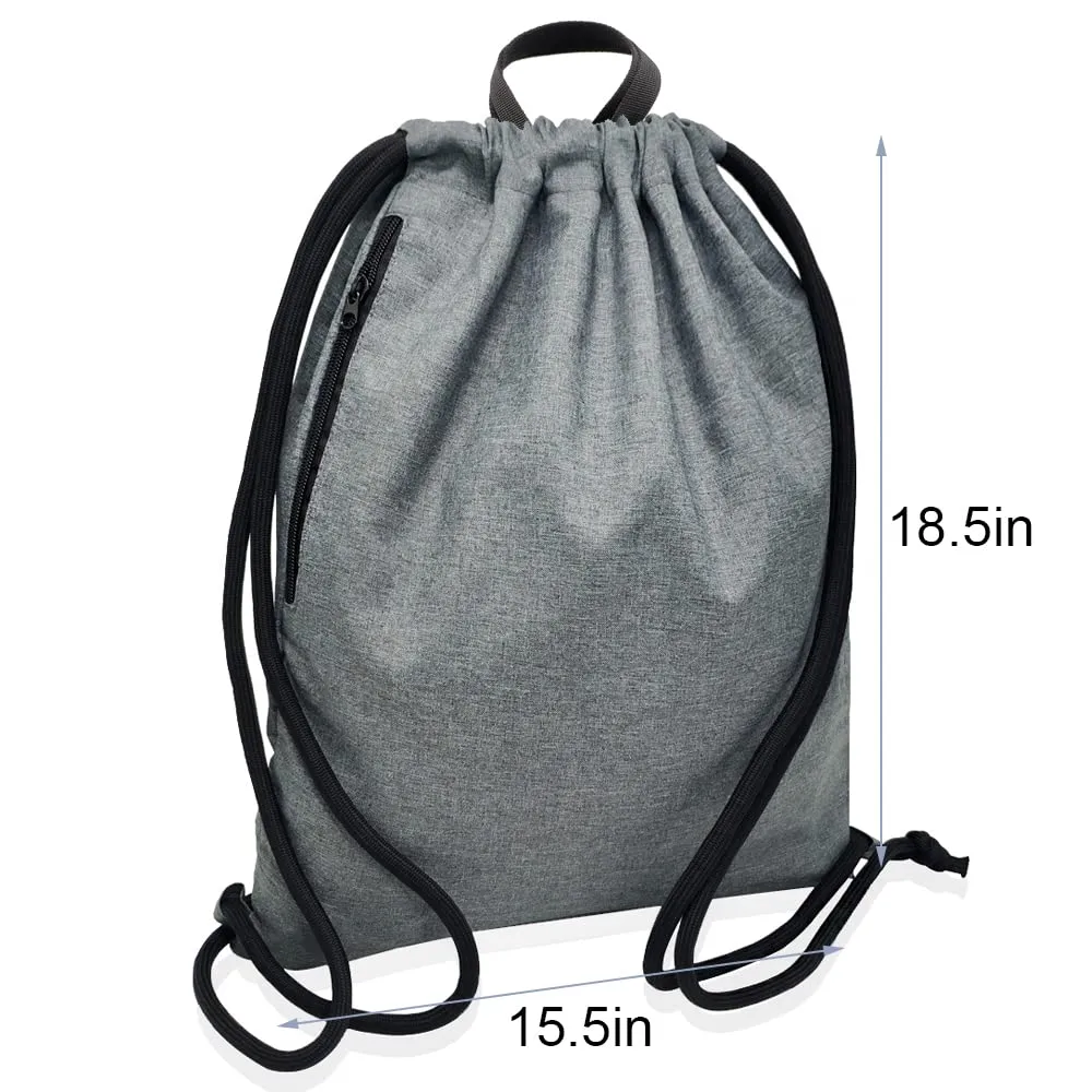 Drawstring Backpack Sports Gym Bag Side Zipper Pocket