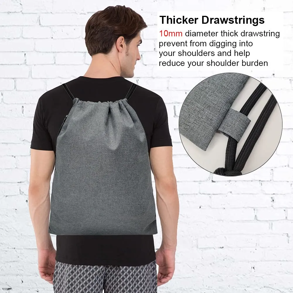 Drawstring Backpack Sports Gym Bag Side Zipper Pocket