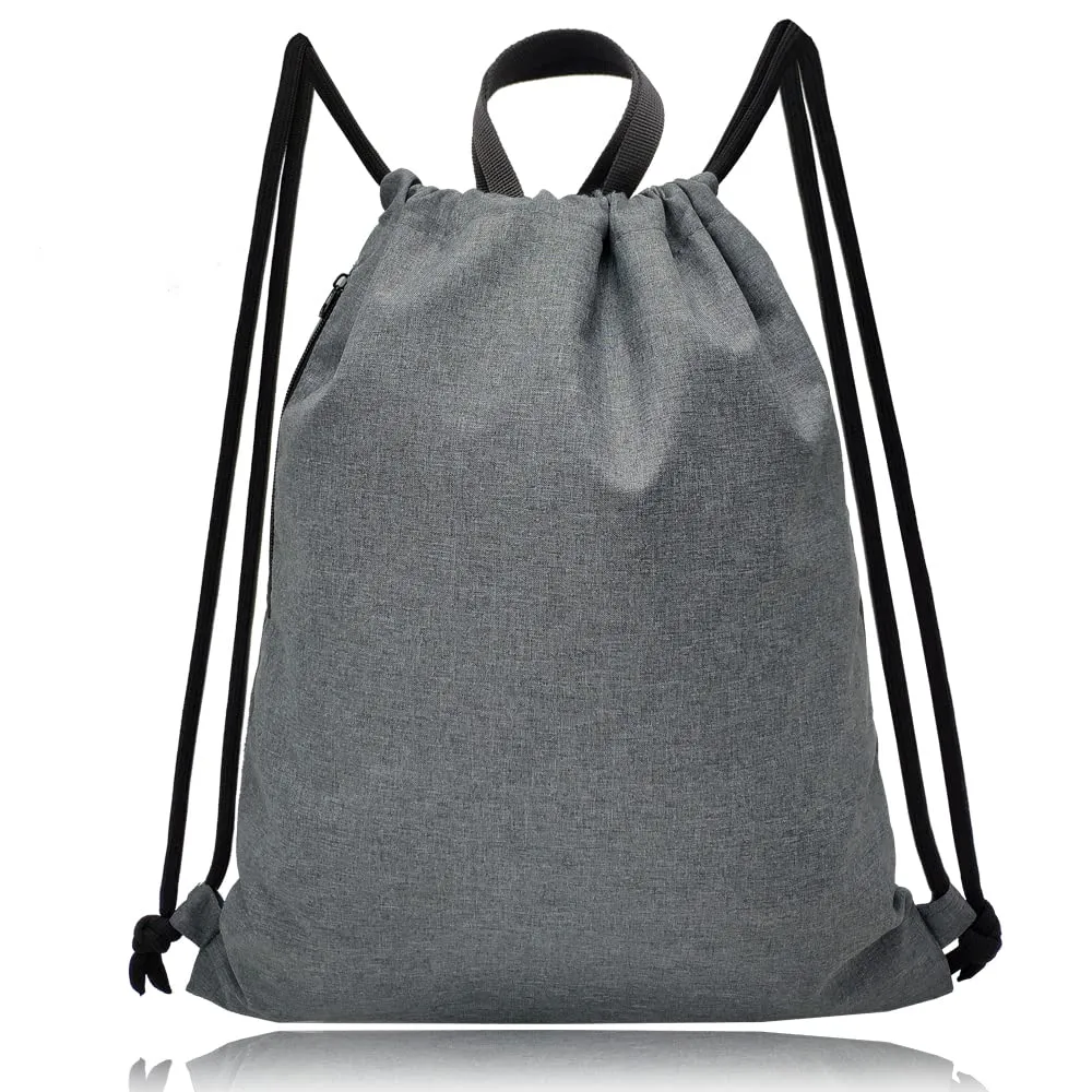 Drawstring Backpack Sports Gym Bag Side Zipper Pocket