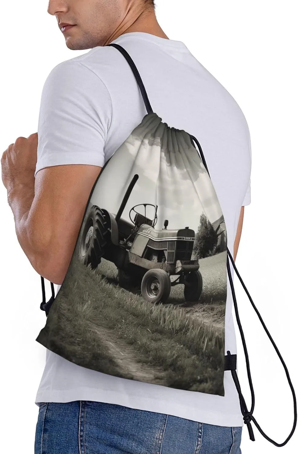 Drawstring Backpack Waterproof Drawstring Bags Tractor Agriculture Tranquil Cinch Bag Sackpack Sports Gym Bag Small