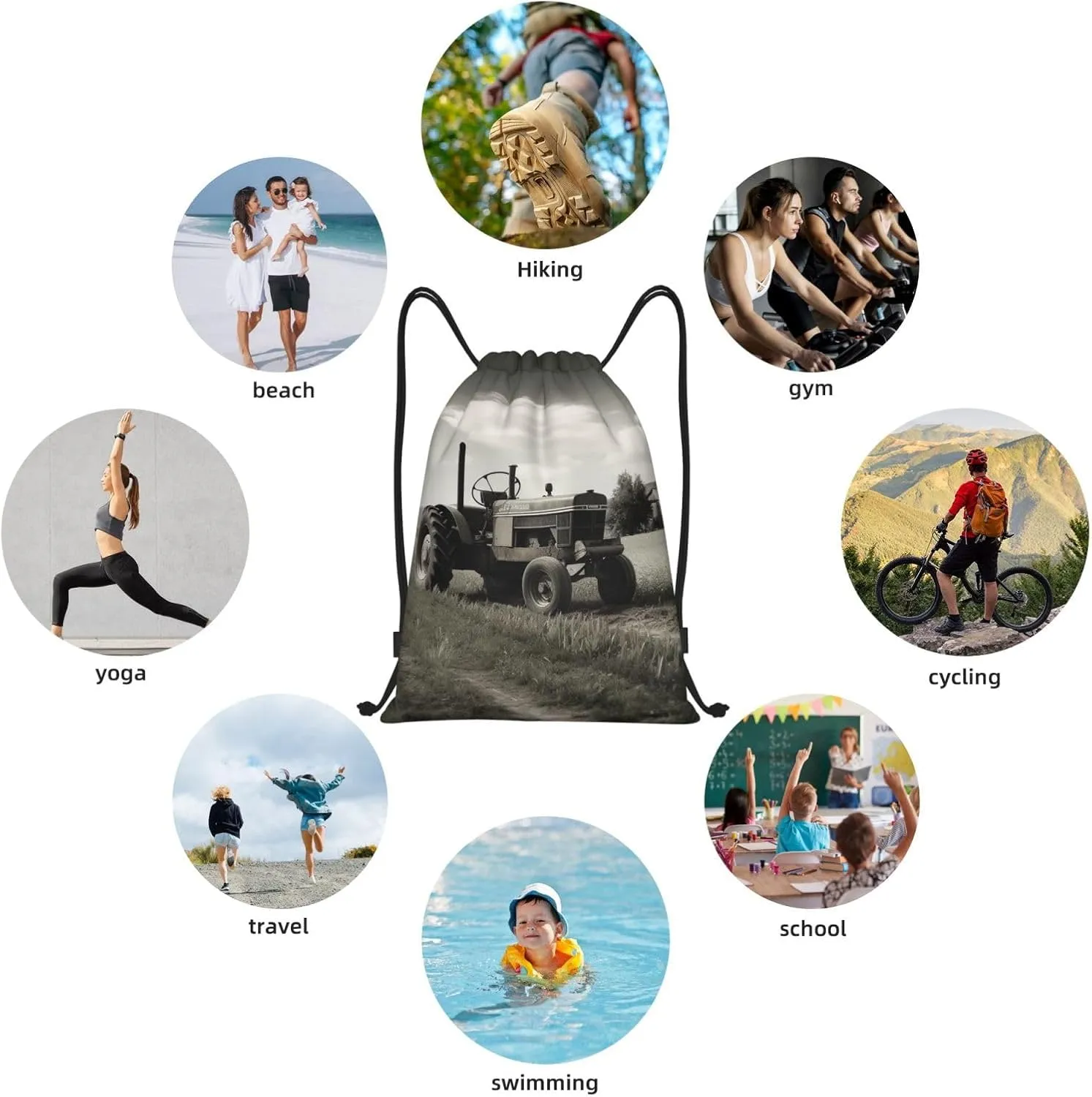 Drawstring Backpack Waterproof Drawstring Bags Tractor Agriculture Tranquil Cinch Bag Sackpack Sports Gym Bag Small