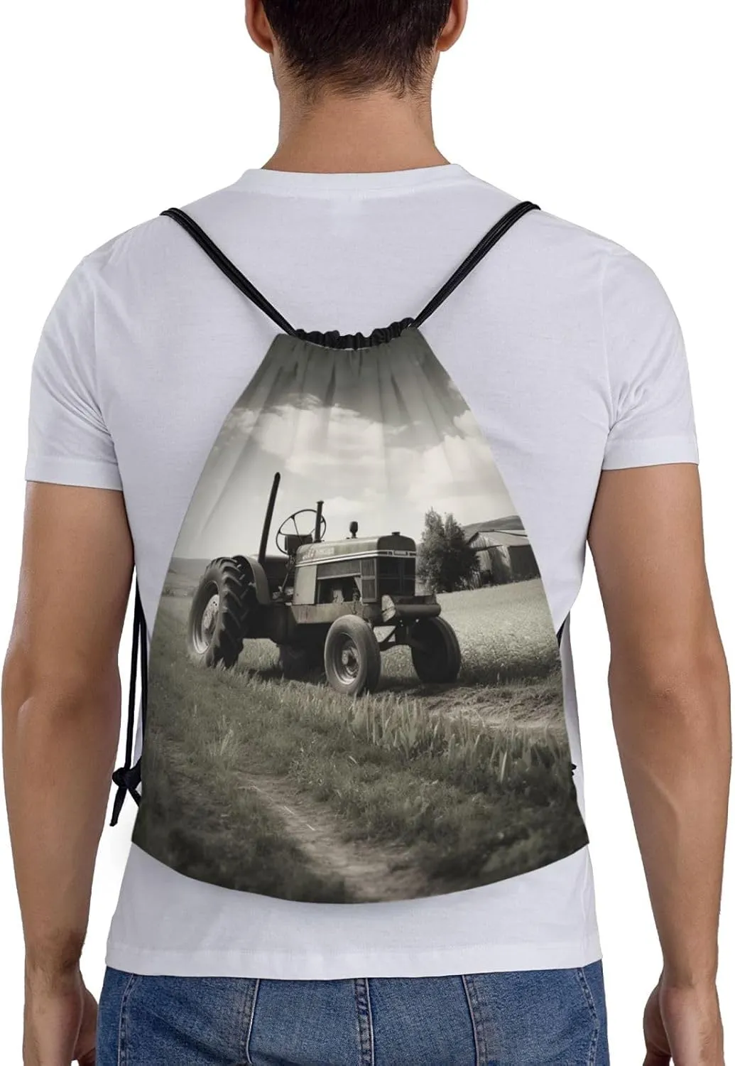Drawstring Backpack Waterproof Drawstring Bags Tractor Agriculture Tranquil Cinch Bag Sackpack Sports Gym Bag Small