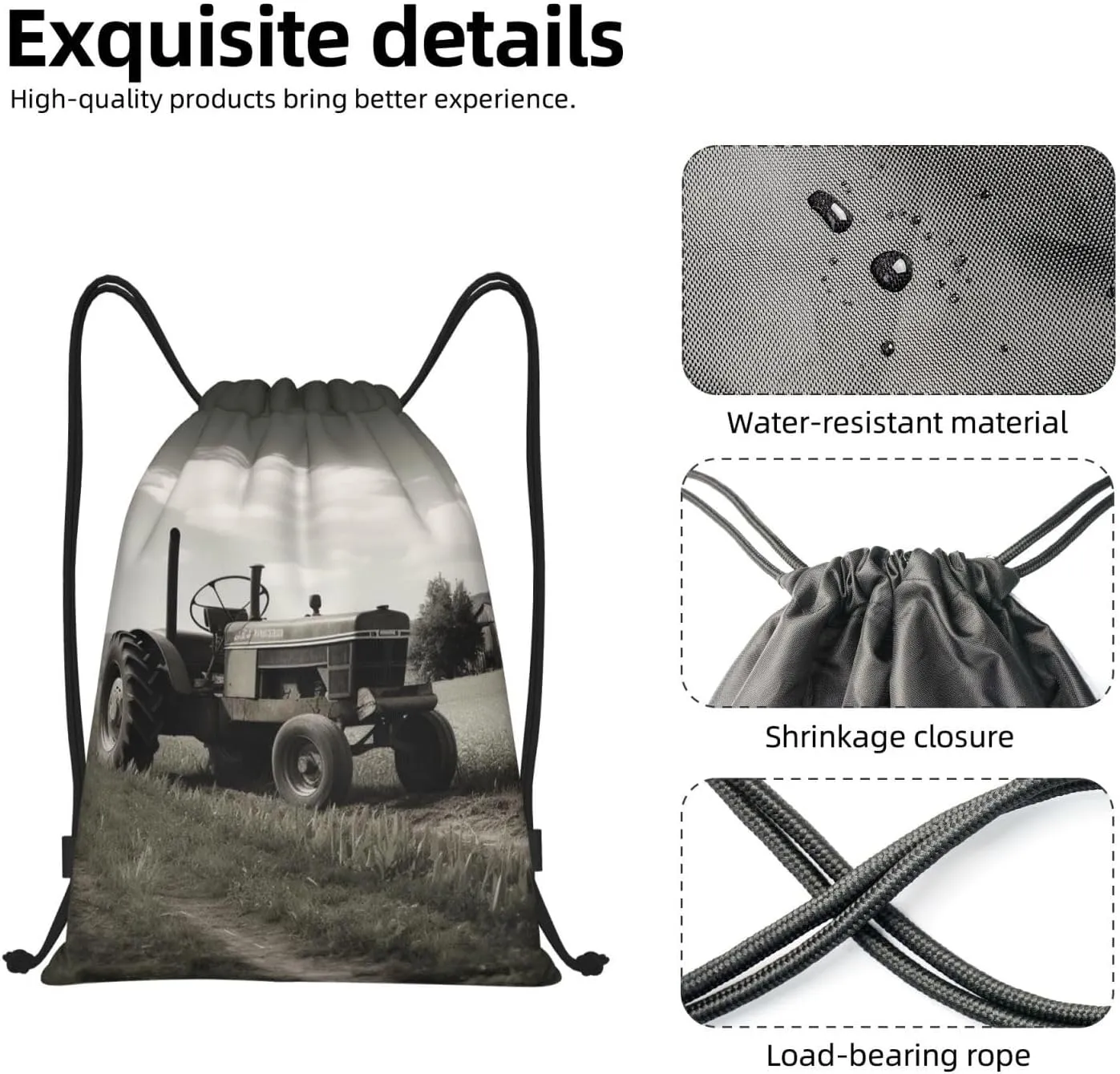 Drawstring Backpack Waterproof Drawstring Bags Tractor Agriculture Tranquil Cinch Bag Sackpack Sports Gym Bag Small