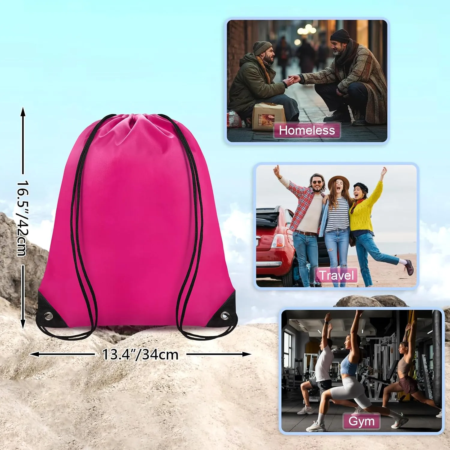 Drawstring Bags Bulk 14 Pcs Drawstring Backpack Bulk Cinch Bag Sackpack for Men Women Gym 14 Colors