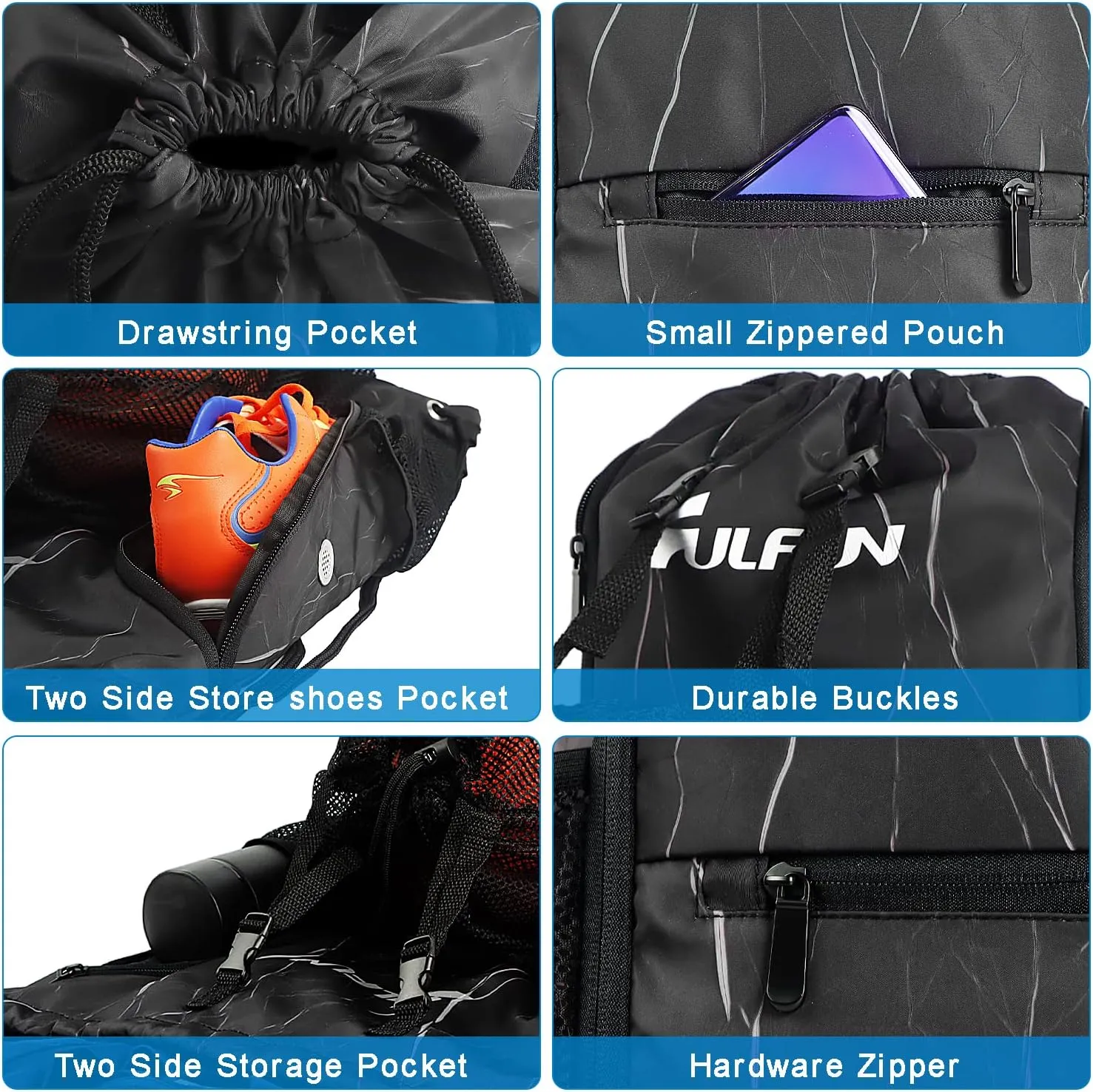 Drawstring Basketball Backpack Sports Gym Bag With Shoe Compartment