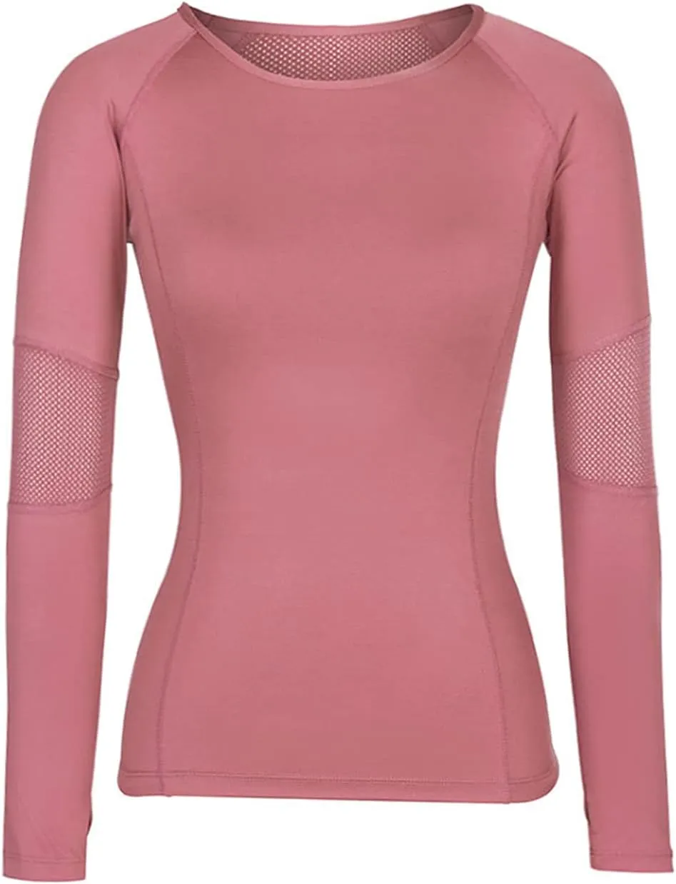 DREAM SLIM Women Long Sleeve Workout Shirts Girls Stretchy Slim Fit Yoga Gym Tops Mesh Back Running Sports Shirts …