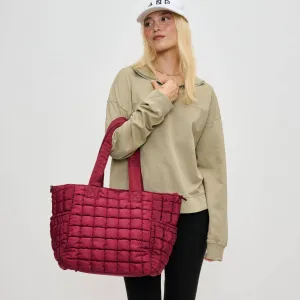 Dreamer - Quilted Puffer Nylon Tote | burgundy
