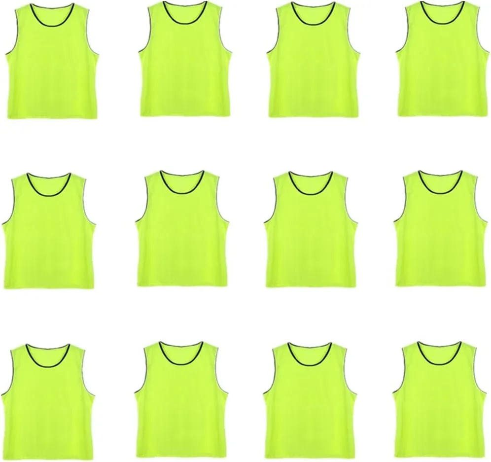 DreamHigh DH Soccer Sports Team Practice Pinnies Training Mesh Vests Youth -12 pcs Pack