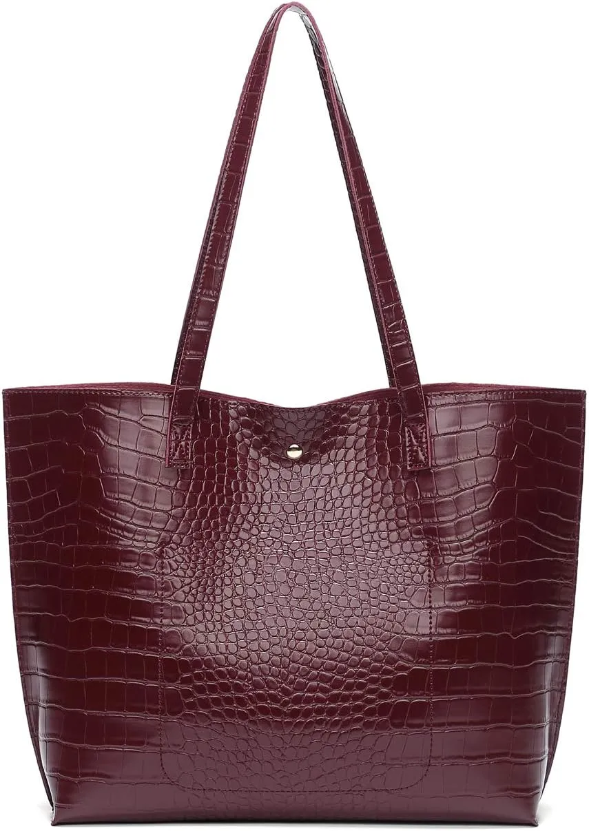 Dreubea Women's Soft Faux Leather Tote Shoulder Bag from, Big Capacity Tassel Handbag