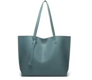 Dreubea Women's Soft Faux Leather Tote Shoulder Bag from, Big Capacity Tassel Handbag