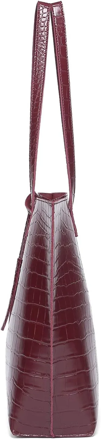 Dreubea Women's Soft Faux Leather Tote Shoulder Bag from, Big Capacity Tassel Handbag