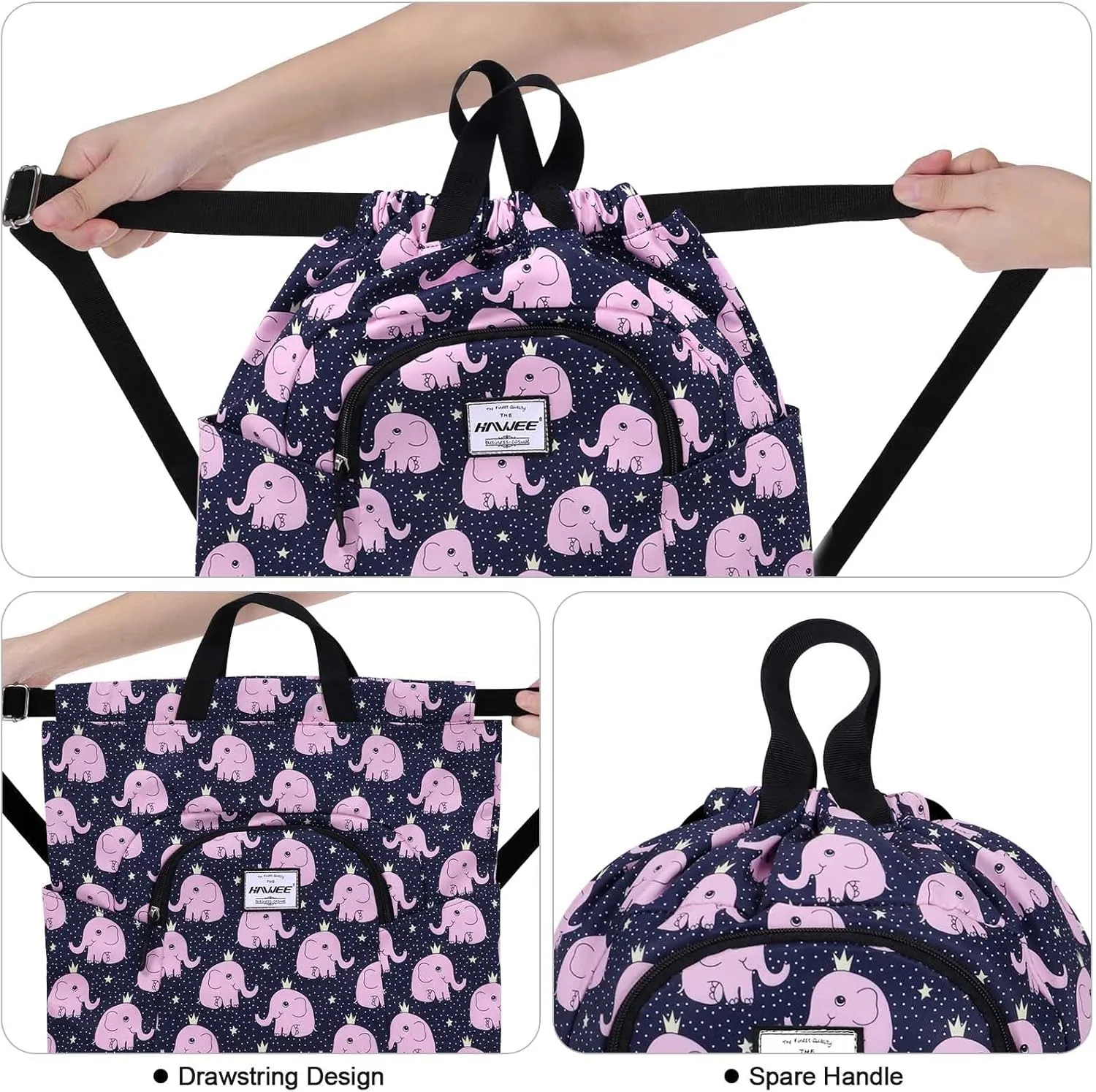 Dry Wet Drawstring Backpack with Shoe Compartment for Women Adjustable Gym Bag