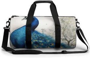 Duffel Bag for Men Women Gym Bag Blue Peacock Travel Duffel Bag Waterproof Overnight Bag for Sports Workout