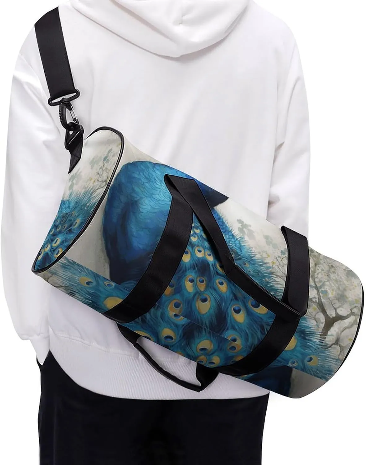 Duffel Bag for Men Women Gym Bag Blue Peacock Travel Duffel Bag Waterproof Overnight Bag for Sports Workout