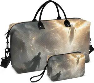 Duffel Bag for Traveling, Archangel Wings Sky Gym Bags with Multiple Interior Pockets for Women Men Toiletry Purse Included 20.5”x 1.9” x 13.8”