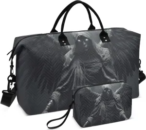 Duffel Bag for Traveling, Death God Angel Black Gym Bags with Multiple Interior Pockets for Women Men Toiletry Purse Included 20.5”x 1.9” x 13.8”