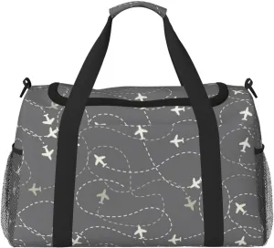 Duffle Bag for Travel, Airplane Routes Around The World Weekender Overnight Duffel Bag, Carry On Bag Gym Bag for Women Men, Personal Item Travel Bag