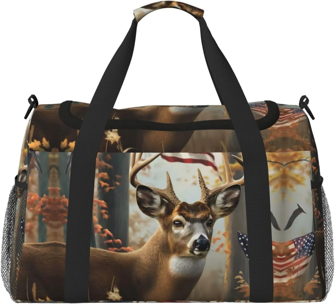 Duffle Bag for Travel, American Wildlife Deer Forest Weekender Overnight Duffel Bag, Carry On Bag Gym Bag for Women Men, Personal Item Travel Bag