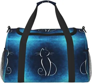 Duffle Bag for Travel, Cat Sketch Weekender Overnight Duffel Bag, Carry On Bag Gym Bag for Women Men, Personal Item Travel Bag